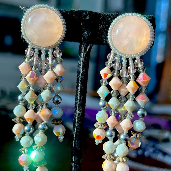 VINTAGE DESIGNER CHIPITA ROSE QUARTZ VINTAGE SILVER METAL, LOADED BEADS- REDUCED - Picture 1 of 16